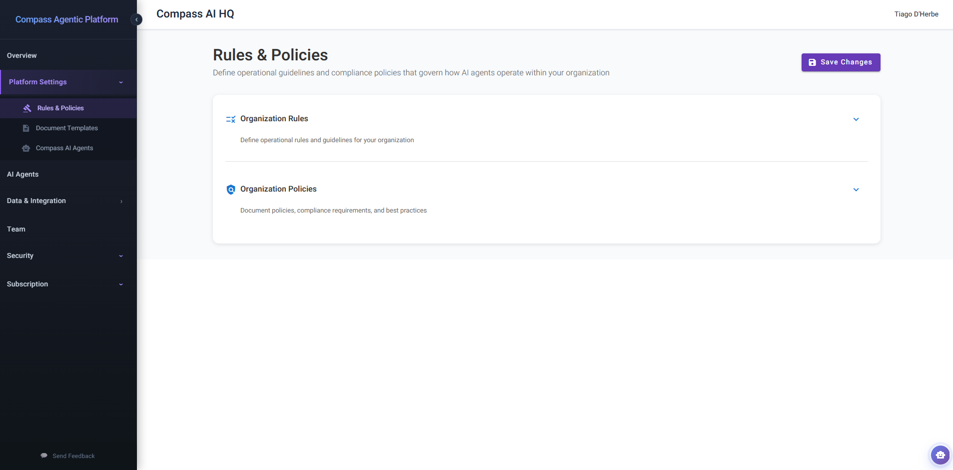 Rules & Policies Dashboard